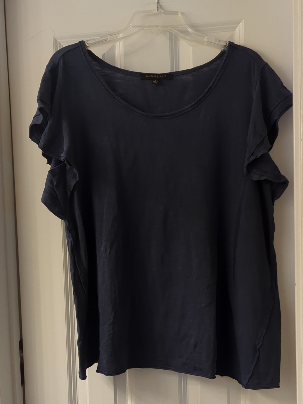 DownEast Navy Flutter Sleeve Tee